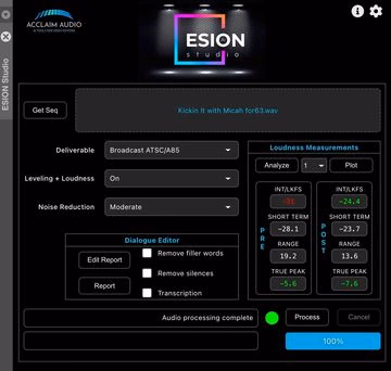 Acclaim Audio ESION Studio Extension for Media Composer